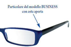 Particolare del modello di occhiali da lettura BUSINESS con asta aperta