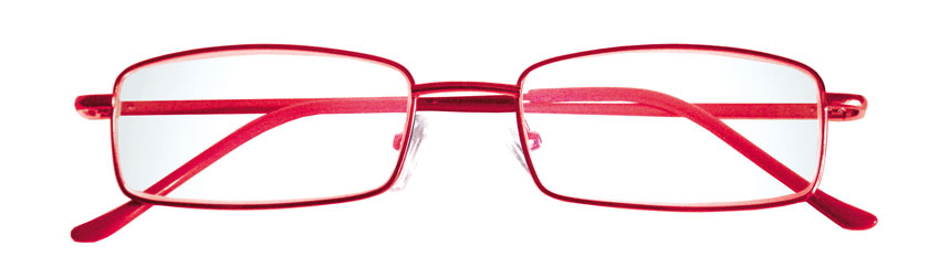 Foto degli occhiali da lettura premontati De Luxe mod.Justy colore rosso di Espressoocchiali. Occhiali per presbiopia semplice in distribuzione nelle tabaccherie, cartolibrerie, aree di servizio, supermercati GDO