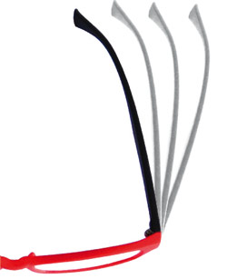 Cerniera delle aste degli occhiali da lettura con meccanismo flessibile a molla.