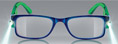 Thumbnail occhiali da lettura premontati mod. LED RECHARGE DeLuxe Espressoocchiali frontale di colore blu con aste verdi.