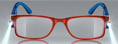 Thumbnail occhiali da lettura premontati mod. LED RECHARGE DeLuxe Espressoocchiali frontale di colore rosso con aste blu.