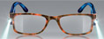 Thumbnail occhiali da lettura premontati mod. LED RECHARGE DeLuxe Espressoocchiali con luci a led, frontale di colore tartaruga con aste blu.