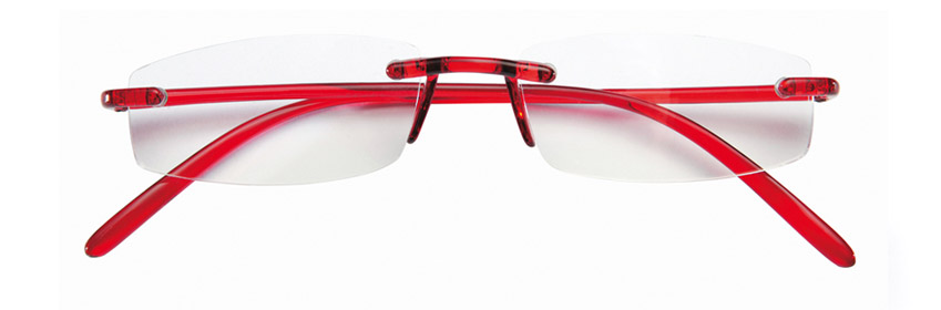 Foto degli occhiali da lettura premontati mod. Light3 rossi di Espressoocchiali. Occhiali per la presbiopia semplice in tabaccheria, cartolibreria, area di servizio, supermercato