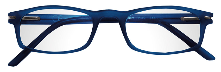 Foto degli occhiali da lettura mod. Velvet colore blu opaco di Espressoocchiali, occhiali premontati per presbiopia semplice distribuiti in tabaccheria, cartolibreria, area di servizio
