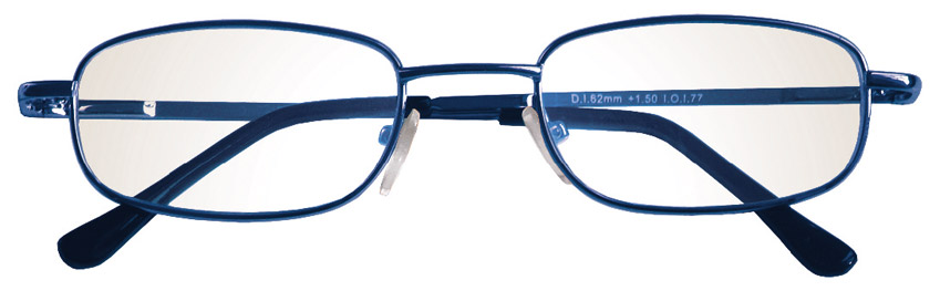 Foto degli occhiali da lettura premontati mod. Classic colore blu di Espressoocchiali. Occhiali per presbiopia semplice in distribuzione nelle tabaccherie, cartolibrerie, aree di servizio, supermercati GDO