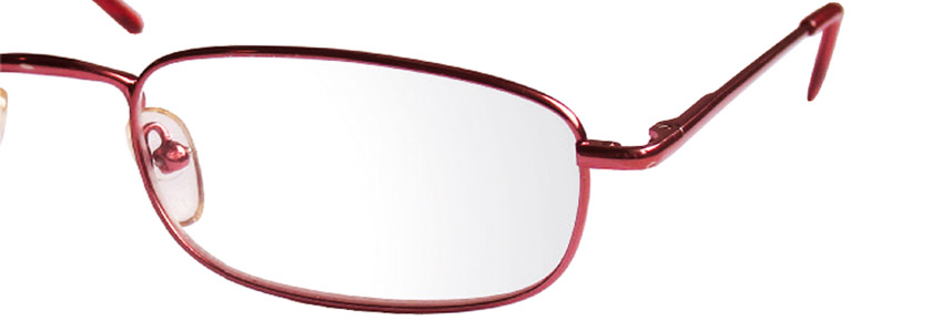 Foto degli occhiali da lettura mod. Classic colore rosso - particolare - Espressoocchiali, occhiali premontati per presbiopia semplice distribuiti in tabaccheria, cartolibreria, area di servizio, supermercato