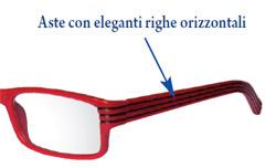 Dettaglio occhiali da lettura Luxus2: le aste hanno eleganti righe orizzontali