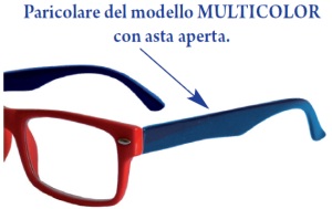 Dettaglio dell asta aperta degli occhiali da lettura premontati Multicolor