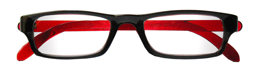 Foto degli occhiali da lettura premontati De Luxe mod.Rainbow2 colore nero e rosso di Espressoocchiali. Occhiali per presbiopia semplice in distribuzione nelle tabaccherie, cartolibrerie, aree di servizio, supermercati GDO