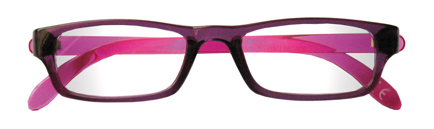 Foto degli occhiali da lettura premontati De Luxe mod.Rainbow2 colore viola e rosa di Espressoocchiali. Occhiali per presbiopia semplice in distribuzione nelle tabaccherie, cartolibrerie, aree di servizio, supermercati GDO