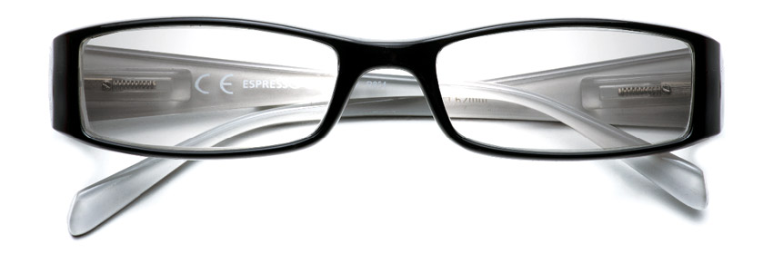 Foto degli occhiali da lettura premontati mod. Prestige2 nero/grigio di Espressoocchiali. Occhiali per la presbiopia semplice in tabaccheria, cartolibreria, area di servizio, supermercato