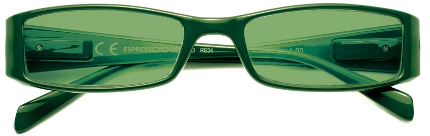 Foto degli occhiali da lettura da sole mod. Prestige Sun in colore verde di Espressoocchiali, occhiali premontati per presbiopia semplice in tabaccheria, cartolibreria, stazione di servizio.