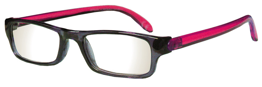 Foto degli occhiali da lettura premontati  mod. Rainbow di colore nero rosso by Espressoocchiali. Occhiali premontati per la presbiopia semplice distribuzione supermercati, tabaccherie, cartolibrerie