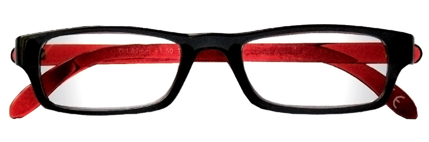 Foto degli occhiali da lettura da sole mod. Rainbow nero - rosso di Espressoocchiali, occhiali premontati per presbiopia semplice in tabaccheria, cartolibreria, area di servizio