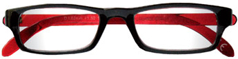 Foto degli occhiali da lettura da sole mod. Rainbow nero - rosso di Espressoocchiali, occhiali premontati per presbiopia semplice in tabaccheria, cartolibreria, benzinaio.