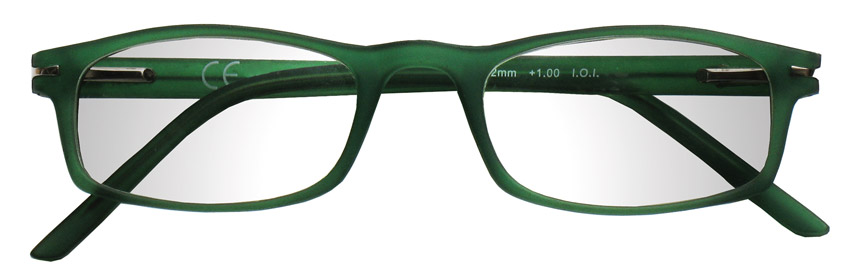 Foto degli occhiali da lettura mod. Velvet colore verde opaco di Espressoocchiali, occhiali premontati per presbiopia semplice in distribuzione in GDO, tabaccheria, cartolibreria, area di servizio