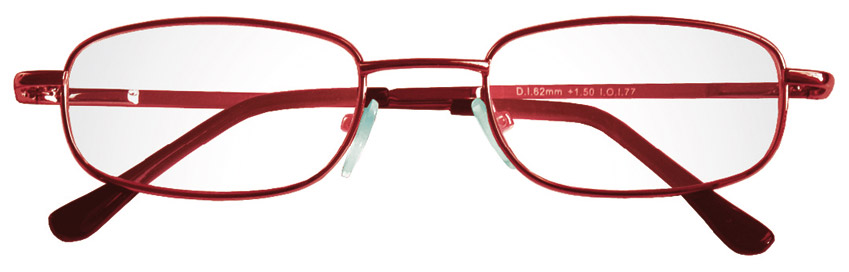 Foto degli occhiali da lettura mod. Classic colore rosso di Espressoocchiali, occhiali premontati per presbiopia semplice distribuiti in tabaccheria, cartolibreria, area di servizio