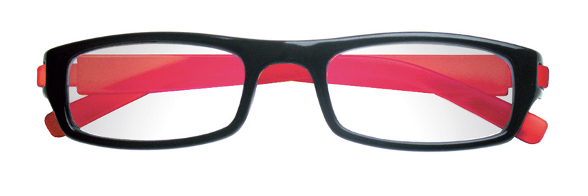 Foto degli occhiali da lettura premontati mod. Prince rossi chiusi di Espressoocchiali. Occhiali per la presbiopia semplice in distribuzione in tabaccheria, cartolibreria, area di servizio, supermercato